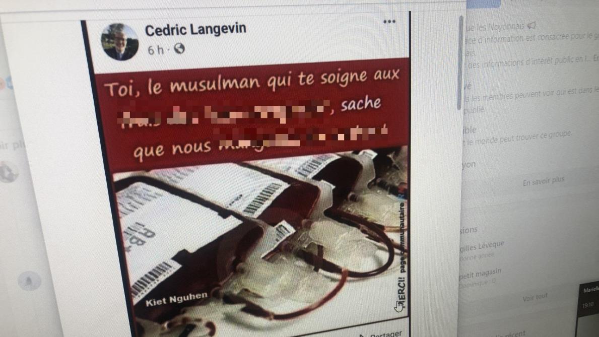 , &Eacute;moi apr&egrave;s le d&eacute;rapage x&eacute;nophobede l&rsquo;&eacute;lu municipal de Noyon sur Facebook