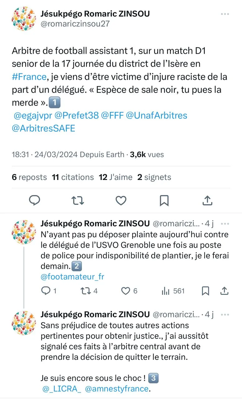 , France: un arbitre b&eacute;ninois victime d&rsquo;insulte raciste