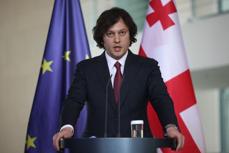 Irakli Kobakhidze, le Premier ministre de G&eacute;orgie, le 12&nbsp;avril 2024 &agrave; Berlin.