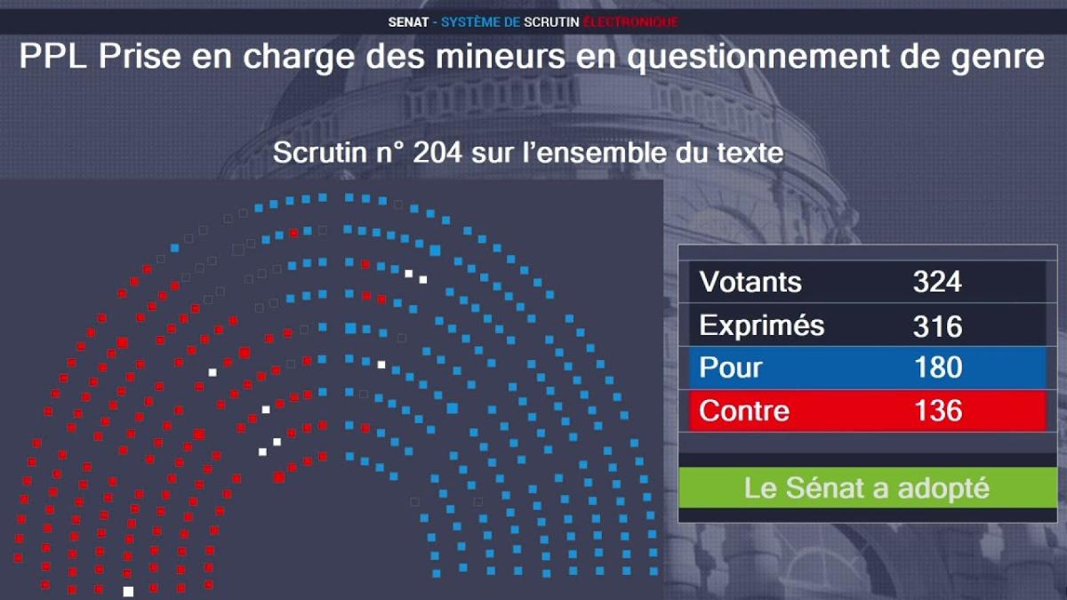 , Transidentit&eacute; des mineurs : le Senat adopte la proposition de loi LR dans une ambiance houleuse