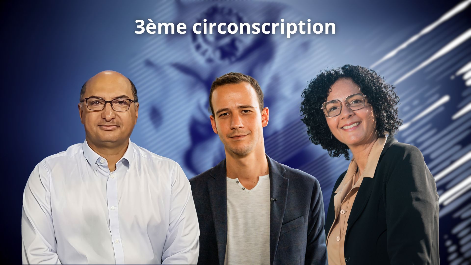 Joseph Rivi&egrave;re, Nathalie Bassire et Alexis Chaussalet, candidats dans la 3&egrave;me circonscription