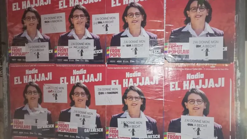 Collages et tags insultants sur les affiches des candidats &agrave; Mulhouse.
