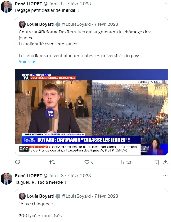 Publication de Ren&eacute; Lioret (RN) sur son compte X