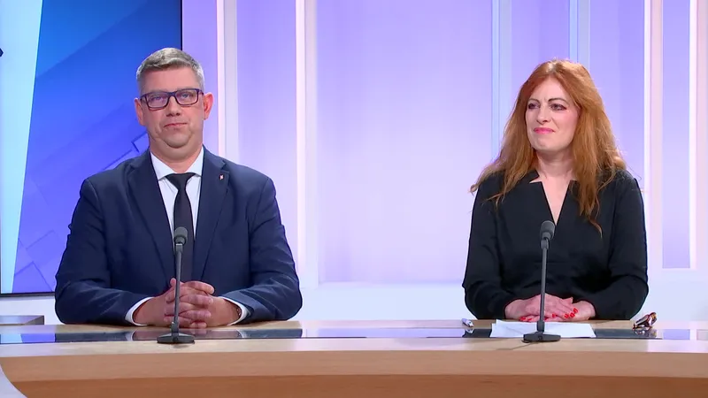 Thomas Lutz, candidat du Rassemblement national et S&eacute;verine V&eacute;zi&egrave;s, candidate pour La France Insoumise et le Nouveau Front Populaire dans la 1re circonscription du d&eacute;partement du Doubs.