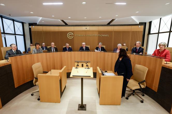L&rsquo;audience du Conseil constitutionnel pr&eacute;sid&eacute; par Richard Ferrand, &agrave; Paris, le 18&nbsp;mars&nbsp;2025.