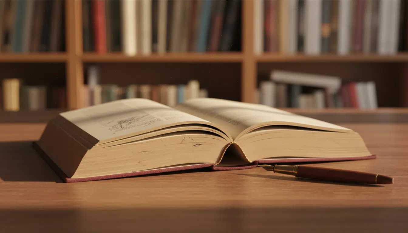 Livre ouvert sur une table &eacute;voquant le t&eacute;moignage litt&eacute;raire