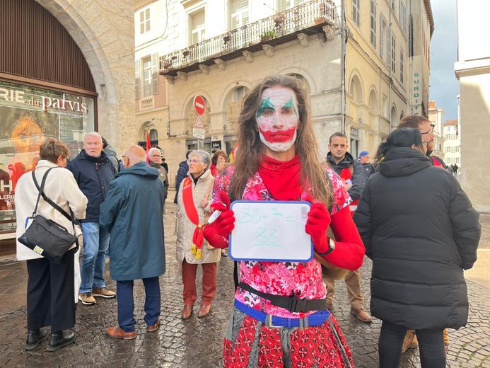 "Ce CDEN est une mascarade, alors en cette p&eacute;riode de carnaval je veux montrer ce que j&rsquo;en pense", t&eacute;moigne ce manifestant.